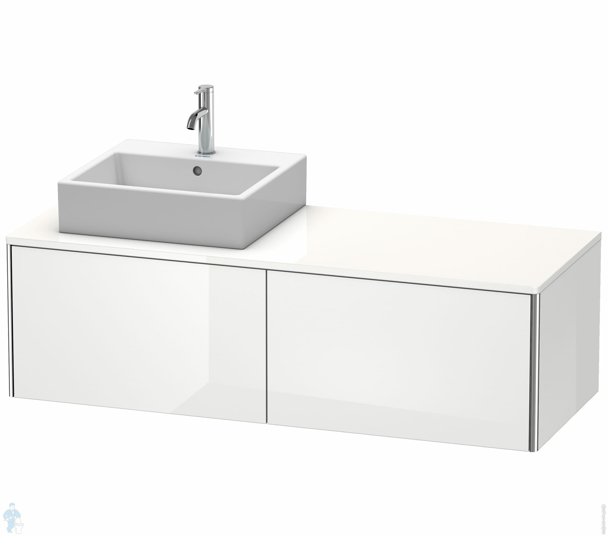 Тумба под раковину слева Duravit XSquare 1400х400х548 подвесная, 2 ящика, белый глянец XS4903L2222