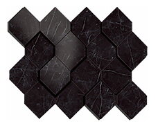 Atlas Concorde Marvel Stone Nero Marquina Mosaico Esagono 3D