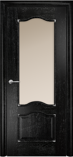 Дверь Оникс модель Классика Цвет:эмаль черная патина серебро Остекление:Сатинат бронза