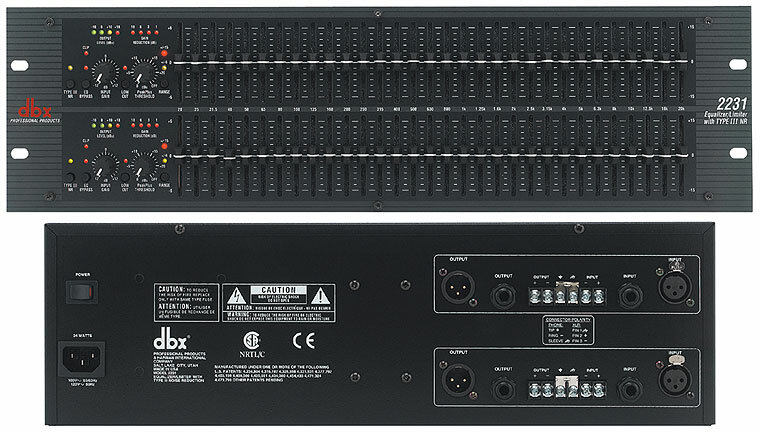 DBX 2231 2-канальный 1/3 октавный 31 полосный графический эквалайзер, система шумоподавления Type III™