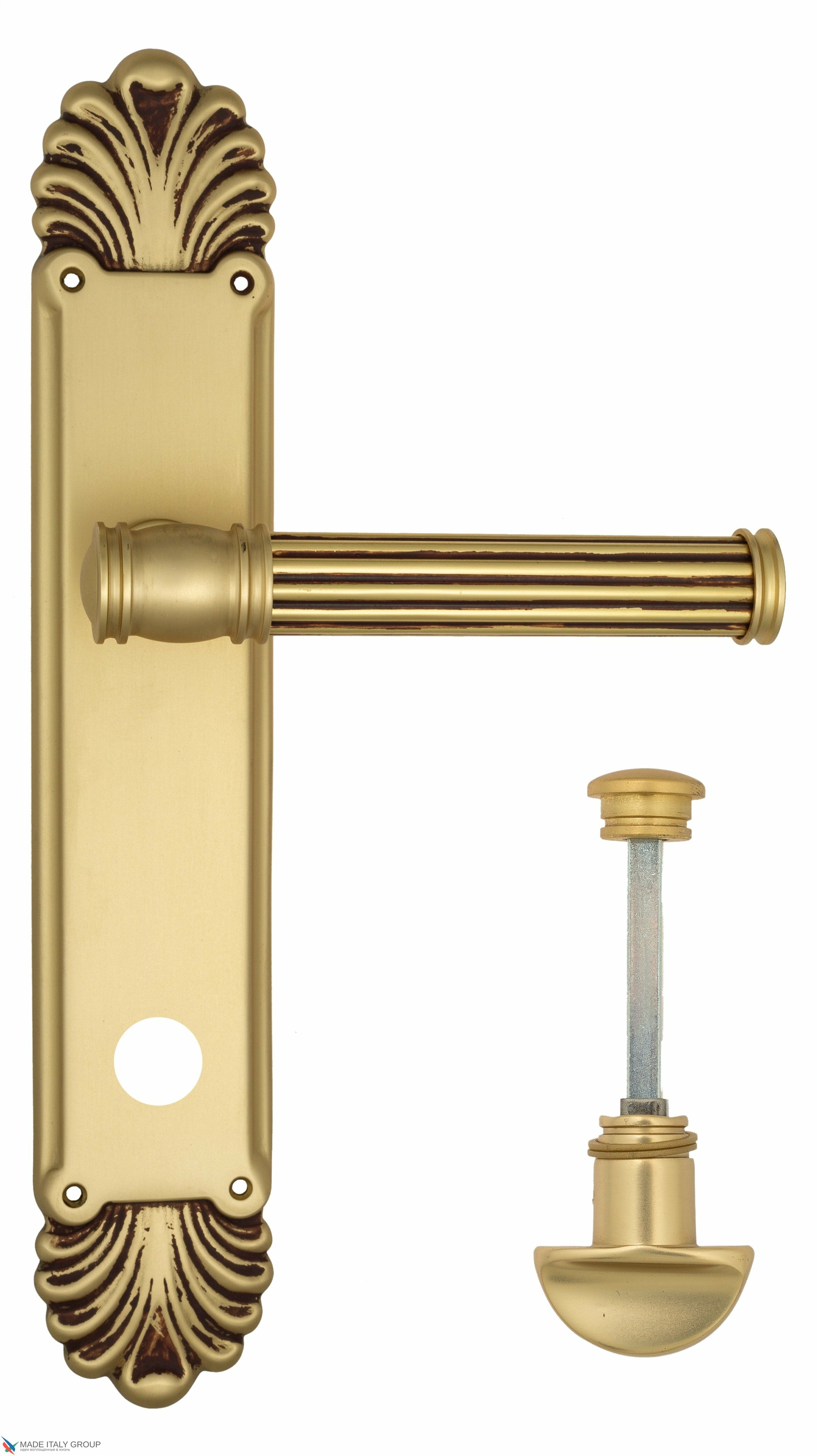 Дверная ручка Venezia quot;IMPEROquot; WC-2 на планке PL87 французcкое золото + коричневый