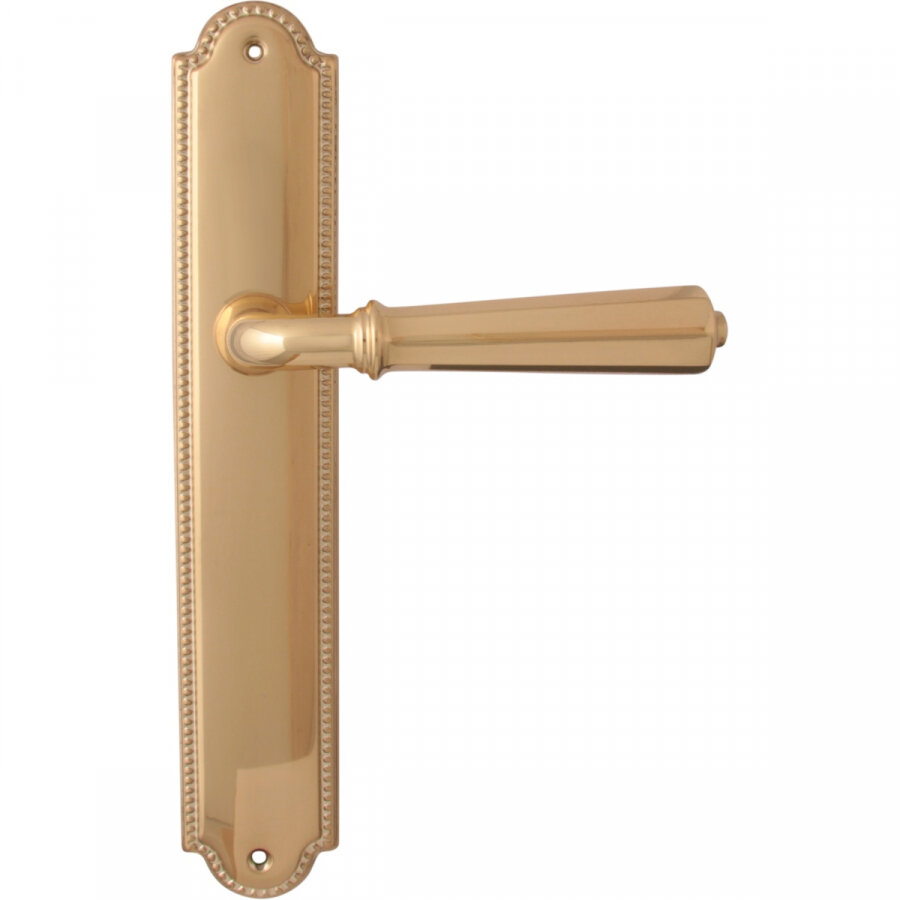 Ручка дверная MELODIA Ручка дверная на планке с фиксатором 424/458 Wc DENVER полированная латунь