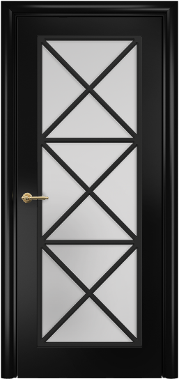 Дверь Оникс Турин с решеткой Тип:Со стеклом Цвет:Эмаль черная МДФ Решетка:Решетка №5