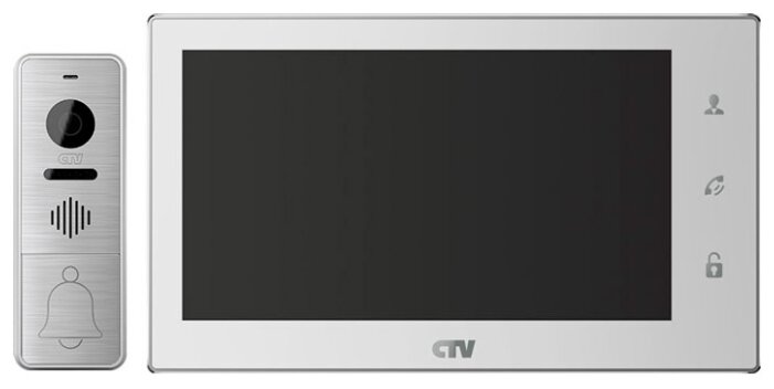 Комплектная дверная станция (домофон) CTV CTV-DP3701 серебро (дверная станция) белый (домофон)