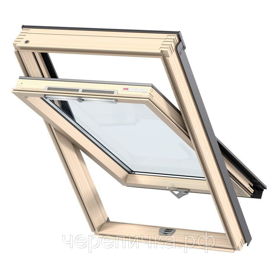 Мансардное окно VELUX PREMIUM дерево 2 камеры GLL 1061B MK10(78*160) ручка снизу