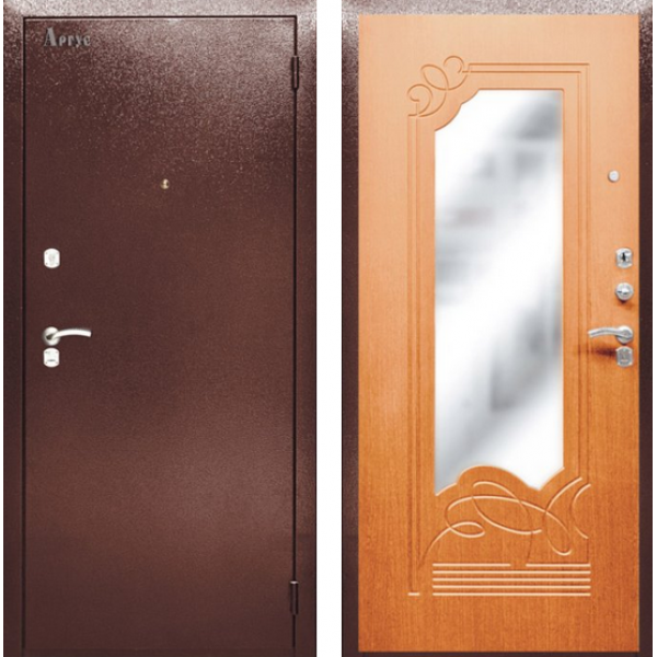 Двери Аргус производства России г. Йошкар-Ола Входная металлическая дверь Аргус ДА-13 с зеркалом Клен медовый