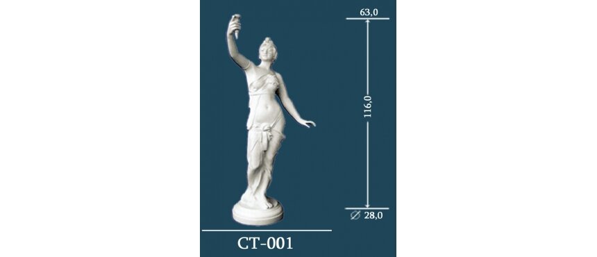 Статуя из стекловолокна СТ-001(девушка с факелом)-Декоративная лепнина