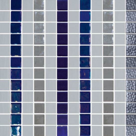 Мозаика Onix Mosaico Deco Patterns Stripes Blue Grey 31.1x31.1