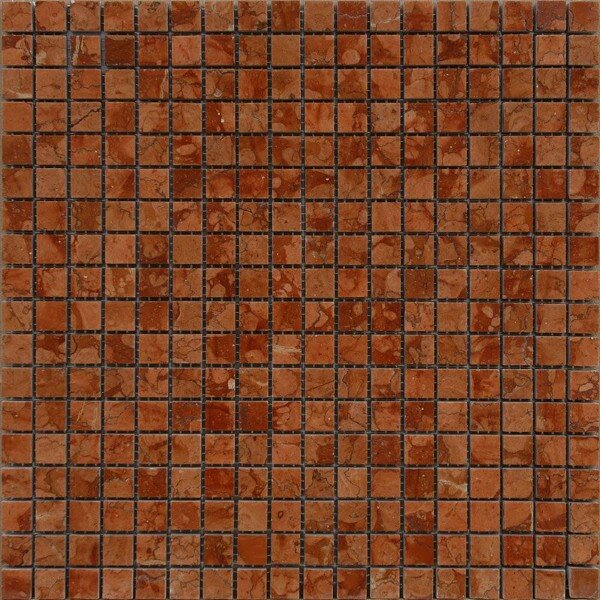 Мозаика каменная Rosso Verona Polished на сетке 1.5x1.5 29,6x29,6