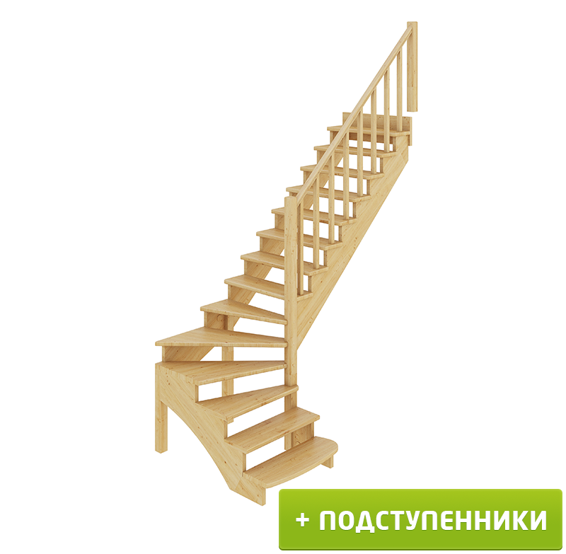 Деревянные лестницы ProfiHobby Лестница К-001м/1 П c подступенками сосна (6уп)