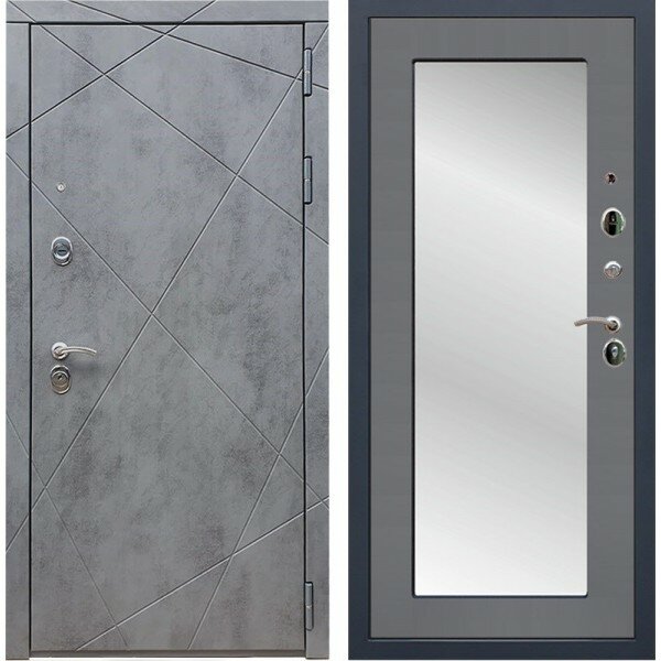 Двери Армада производства г. Йошкар-Ола Входная металлическая дверь Армада 13 с Зеркалом Пастораль (Бетон тёмный / Графит софт)