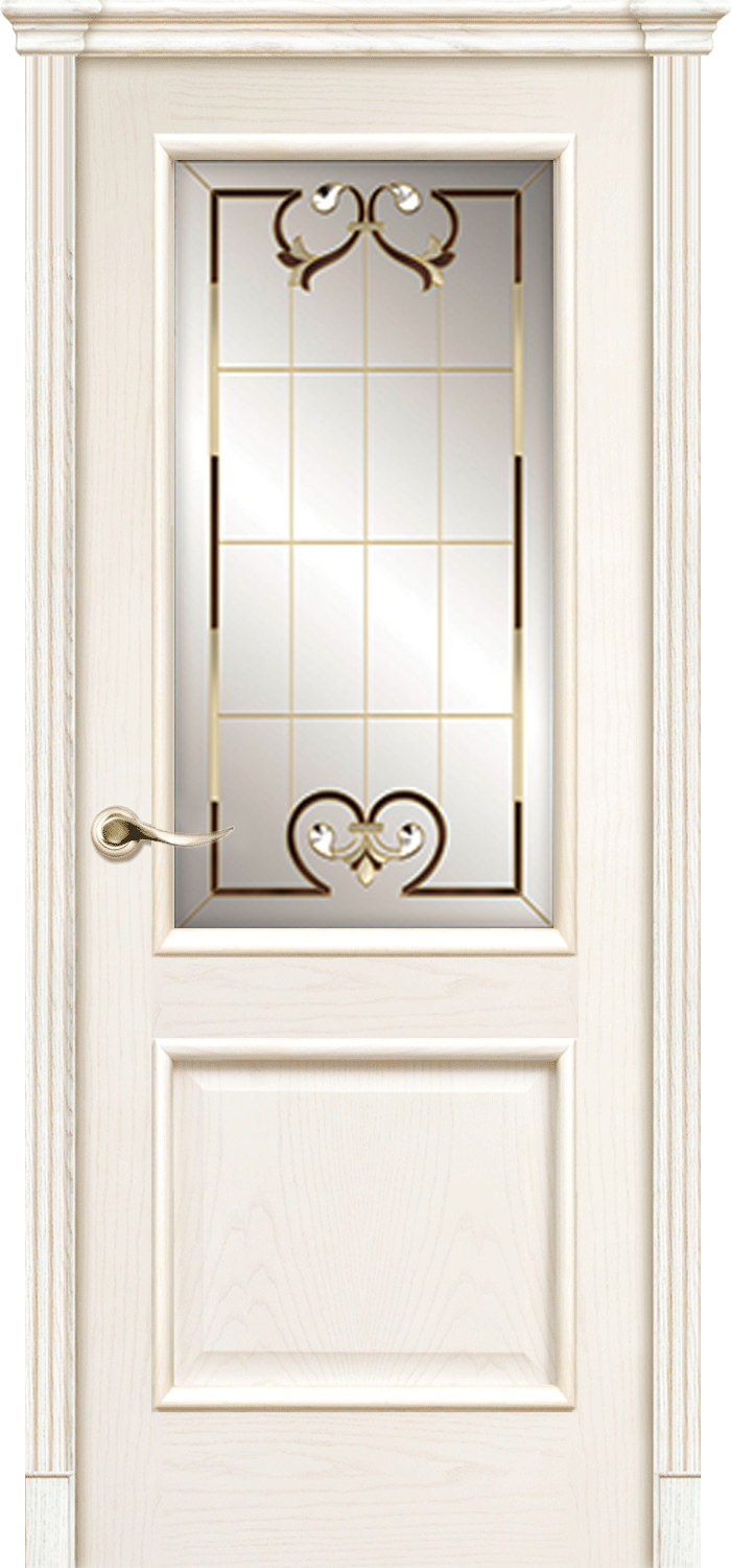 Межкомнатная дверь La Porte Classic 300-3 Ясень Карамель витраж с бевелсами Аллегро