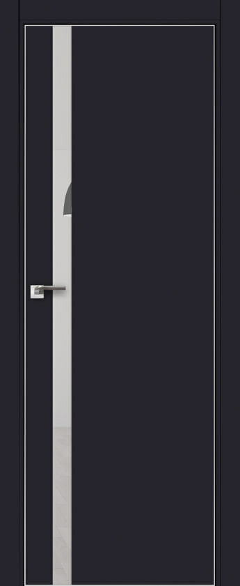 Двери ProfilDoors Серия Е модель 6Е Цвет:Чёрный матовый Остекление:Зеркало Тип:кромка матовый алюминий с 4х сторон