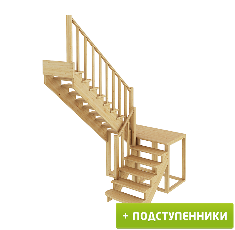 Деревянные лестницы ProfiHobby Лестница К-004м/4 Л с подступенками сосна (7 уп)