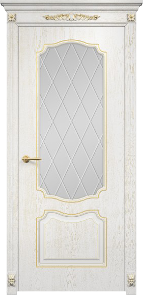 Оникс / Фортрез Межкомнатная дверь фрезерованная Венеция Цвет: белая эмаль патина золото