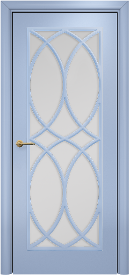 Дверь Оникс Турин с решеткой Тип:Со стеклом Цвет:эмаль голубая мдф Решетка:Решетка №7