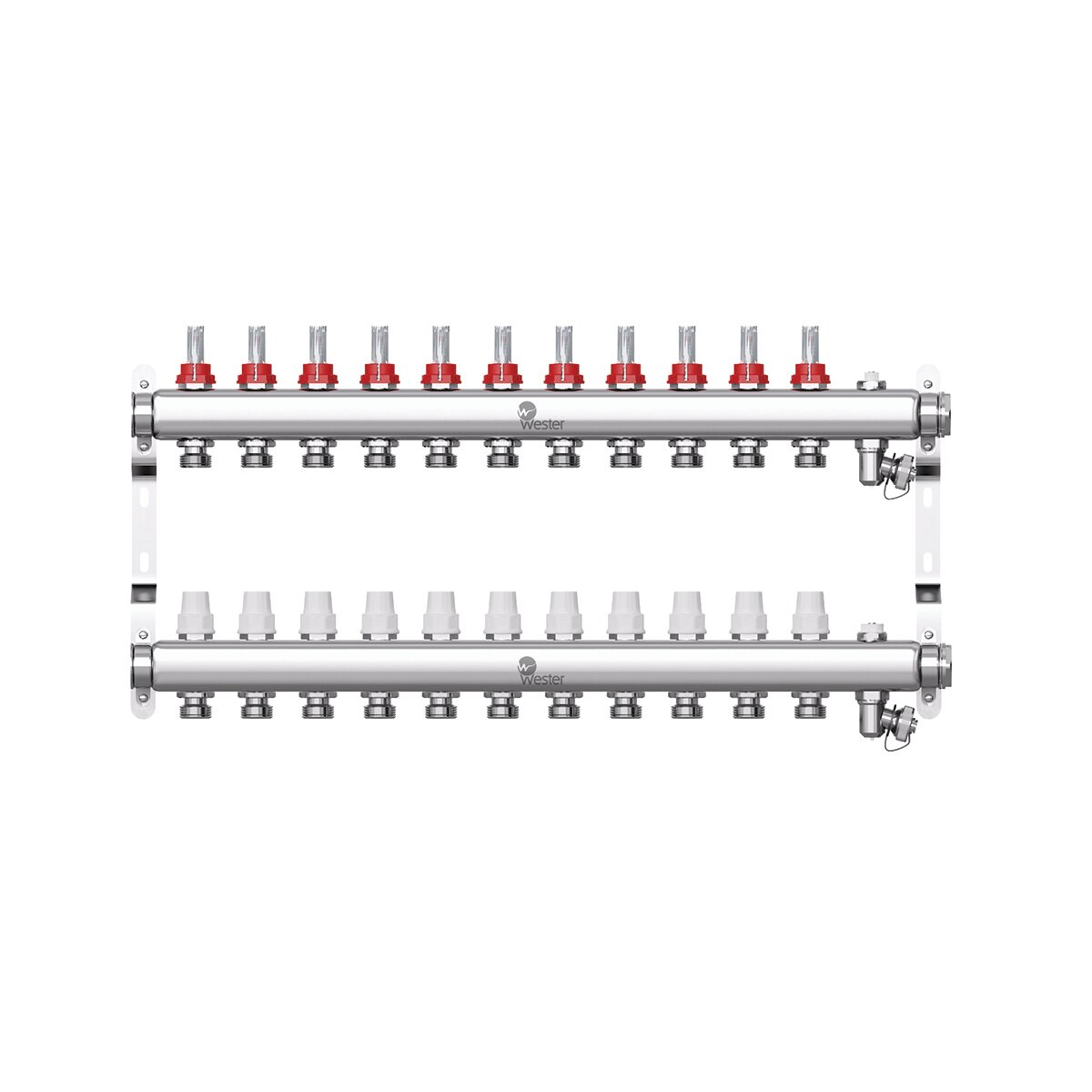 Коллектор нерж. 1quot;-3/4 в сборе с расходомерами на 11 выхода WESTER