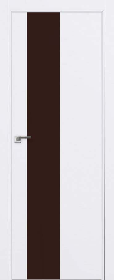 Двери ProfilDoors Серия Е модель 5Е Цвет:Аляска Остекление:Коричневый лак Тип:кромка матовый алюминий с 4х сторон