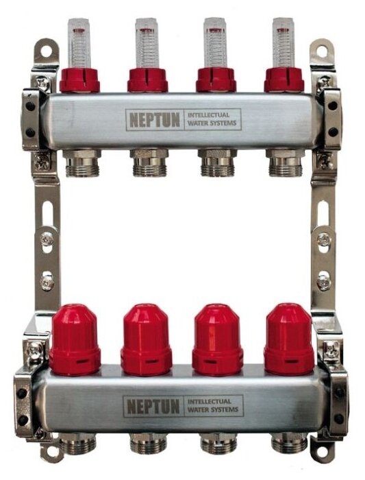 Коллектор Neptun IWS с расходомерами 1quot;х 3/4quot; 6 выходов, нержавеющая сталь