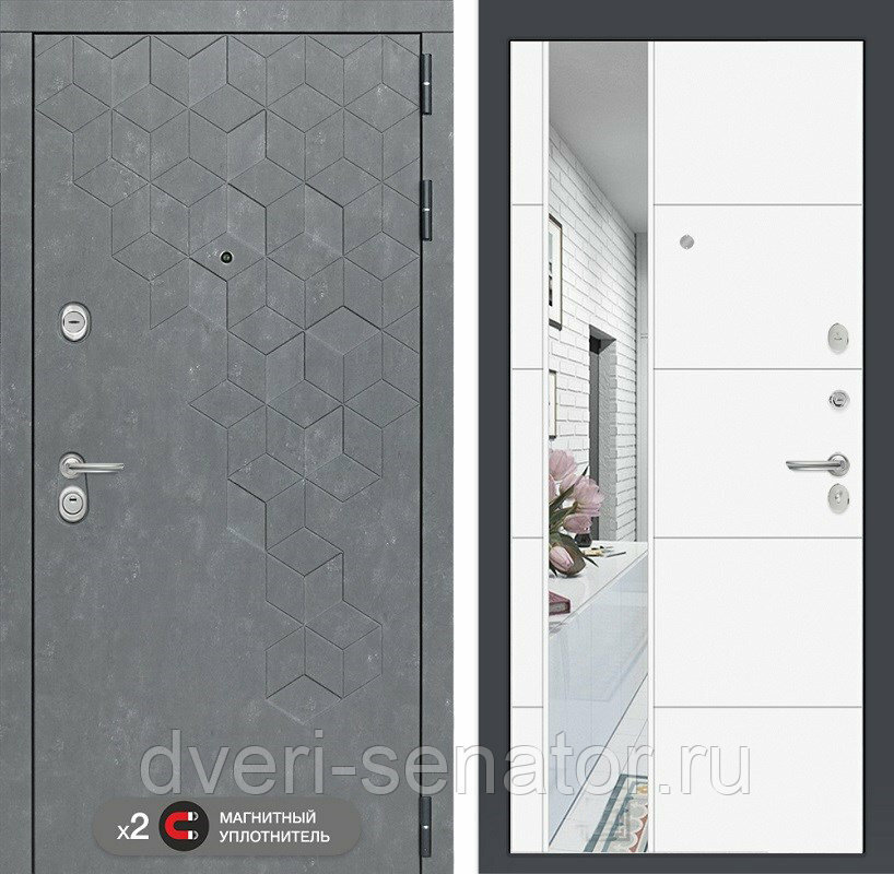 Тетрис магнит 3к цвет 19 Белый софт с зеркалом входные стальные двери в квартиру трехконтурные утепленные