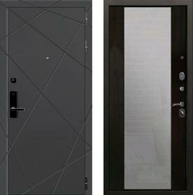 Дверь входная (стальная, металлическая) Баяр 1 СБ-16 с зеркалом quot;Венгеquot; с биометрическим замком (электронный, отпирание по отпечатку пальца)