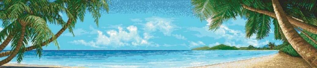 Панно Alzare из мозаики Пальмы И Море (1x1) 151.5x699.7