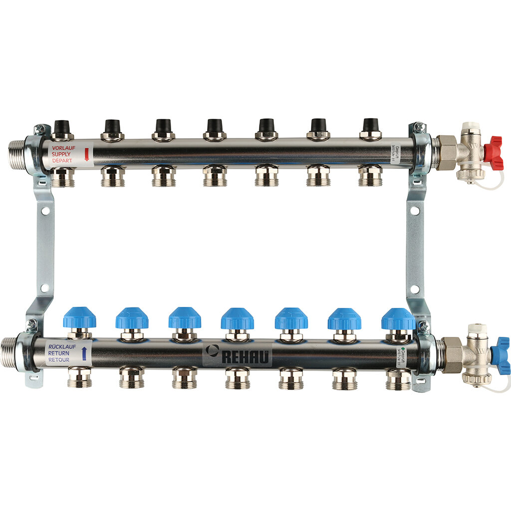 REHAU Распределительный коллектор HKV на 7 контуров (нерж .сталь) 12180711001