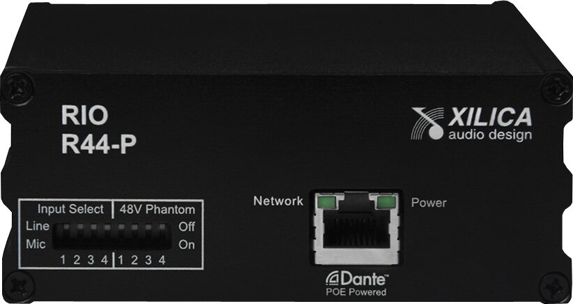 XILICA R44-P Панель аудио измерений с двойными 4in/ 4out разъемами Dante (инсталл)