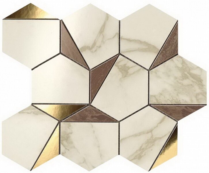 Мозаика Atlas Concorde Marvel Edge Gold Hex Brown-Calacatta 29х25 9EHB