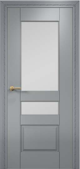Дверь Оникс Версаль фрезерованное Цвет:Эмаль по RAL7040 МДФ Остекление:Сатинат белый
