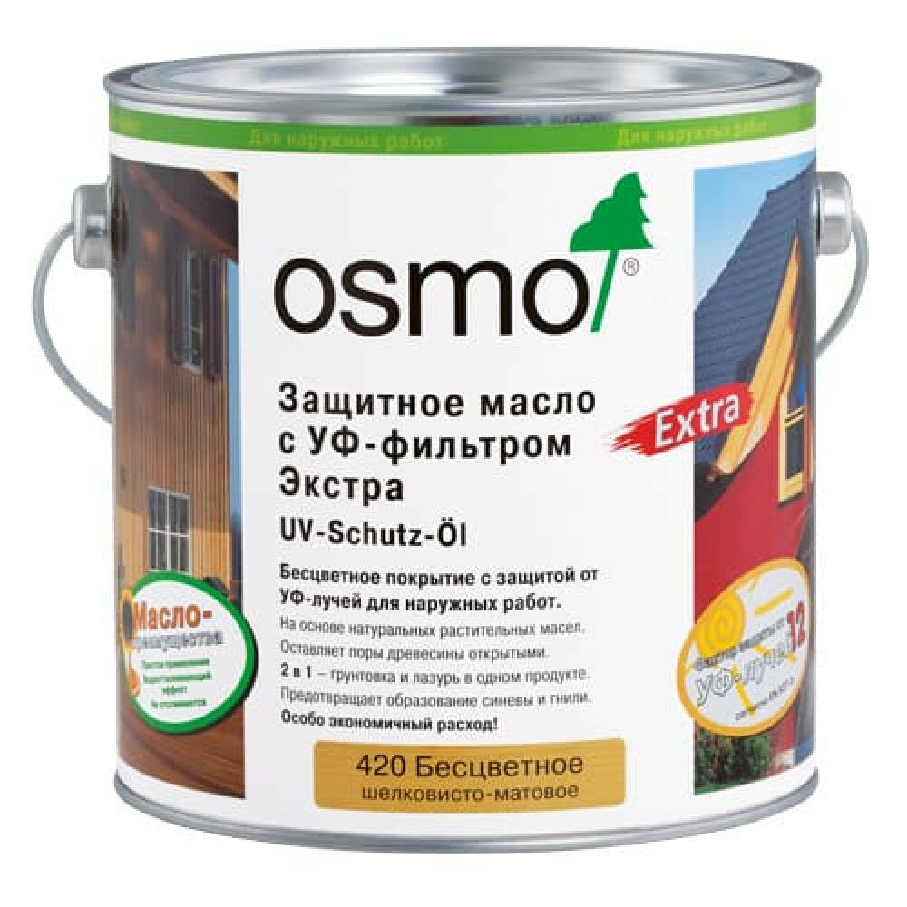 Защитное масло с УФ-фильтром Экстра Osmo UV-Schutz-Ol Extra 420 Бесцветное 25 л