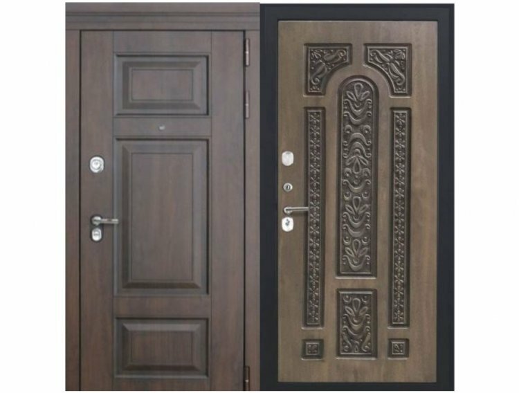 Металлическая дверь Luxor - 21, Д-19 (16мм, Грецкий орех + черная патина винорит)