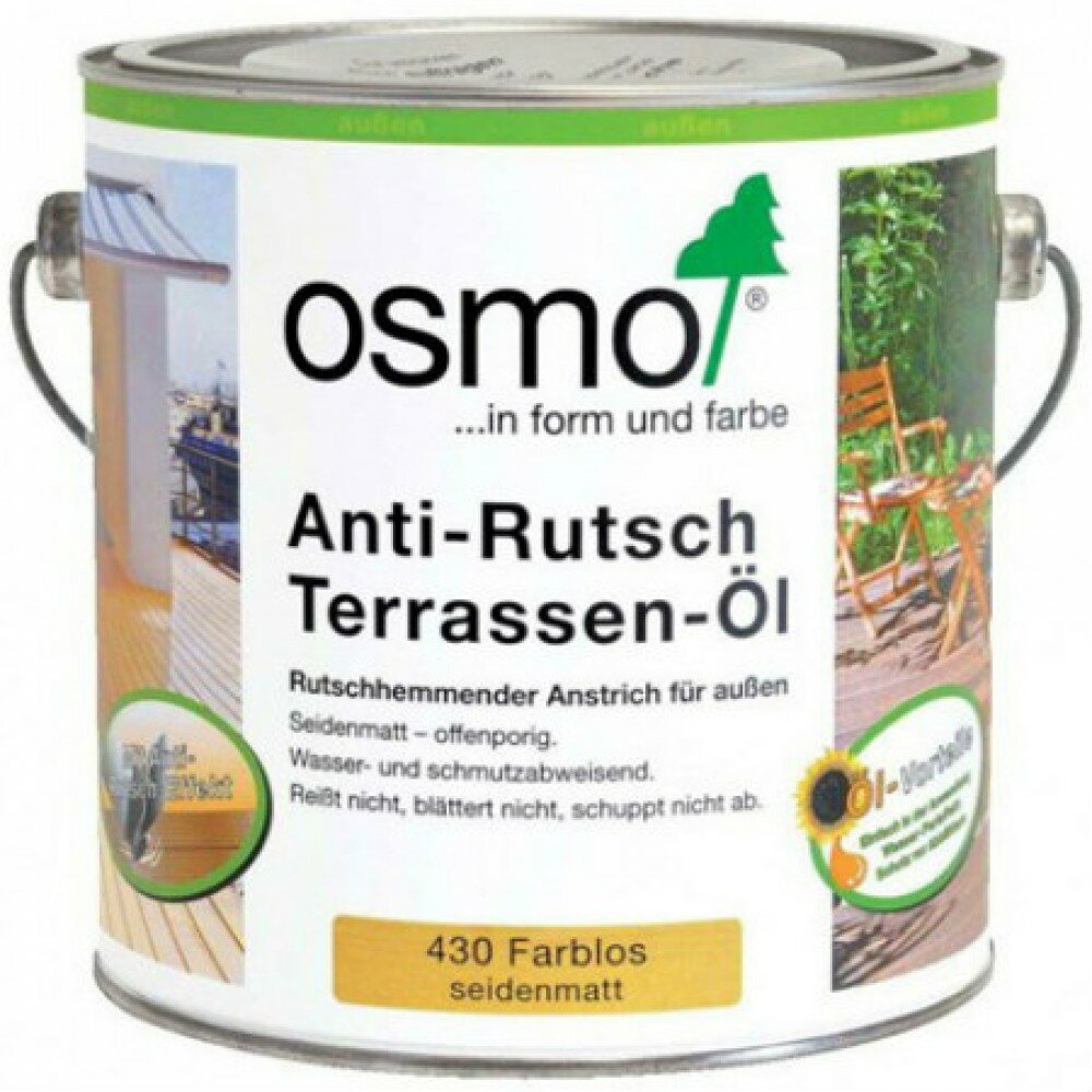 Масло для террас с антискользящим эффектом Osmo Anti-Rutsch Terrassen 430 Бесцветное 2,5 л