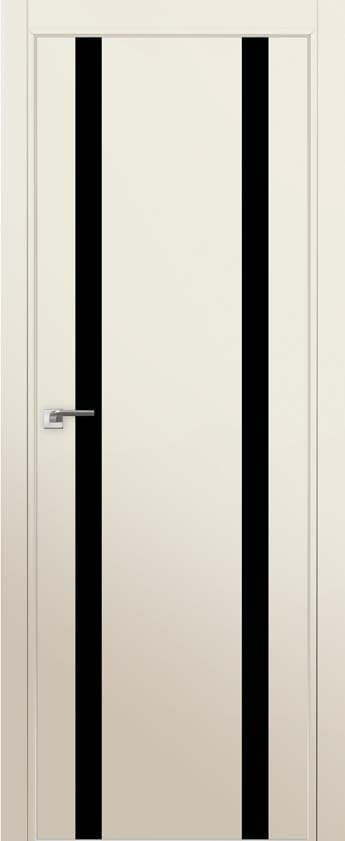 Двери ProfilDoors Серия Е модель 9Е Цвет:Магнолия Сатинат Остекление:Чёрный лак Тип:кромка матовый алюминий с 4х сторон