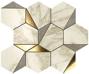 Мозаика Atlas Concorde Marvel Edge Gold Hex Gris-Calacatta 25,1x29 9EHG, м²