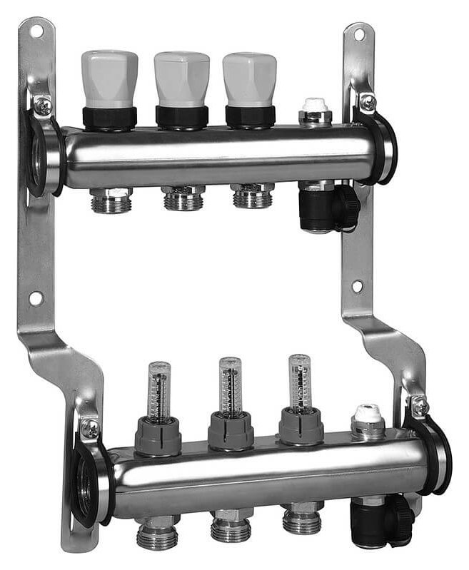 Коллектор распределительный Meibes 1 на 3 контура, с расходомерами RW 1794143quot;