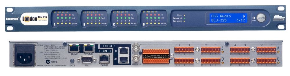 BSS BLU-325 аудио-матрица без процессора, шасси. BLU-link, AVB. Установка опциональных карт - до 16 аналоговых или цифровых вх. или вых., до 4 телефонных вх.
