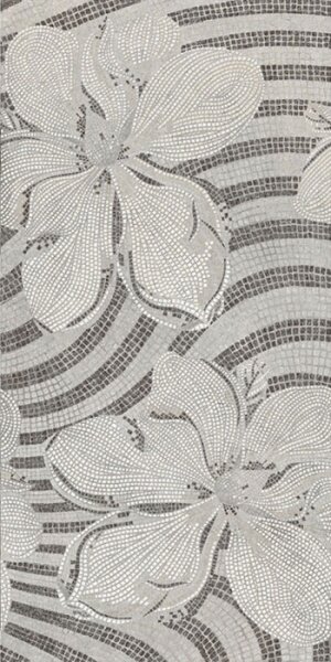 Плитка из керамогранита BRENNERO Gems Decor Flower Silver Lapp Rett Декор 60x120