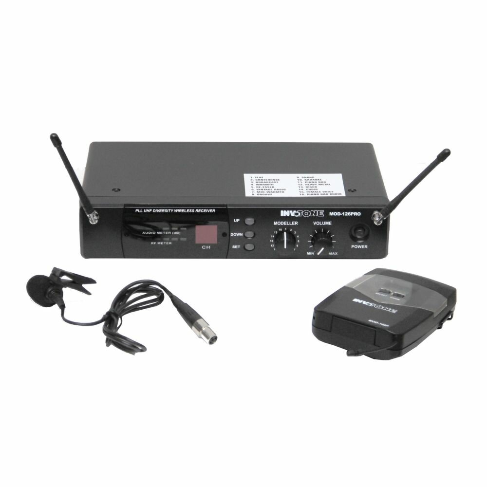 INVOTONE MOD126LV - двухантенная радиосистема с петличкой, DSP, UHF 710-726 МГц, с/ш 90дБ