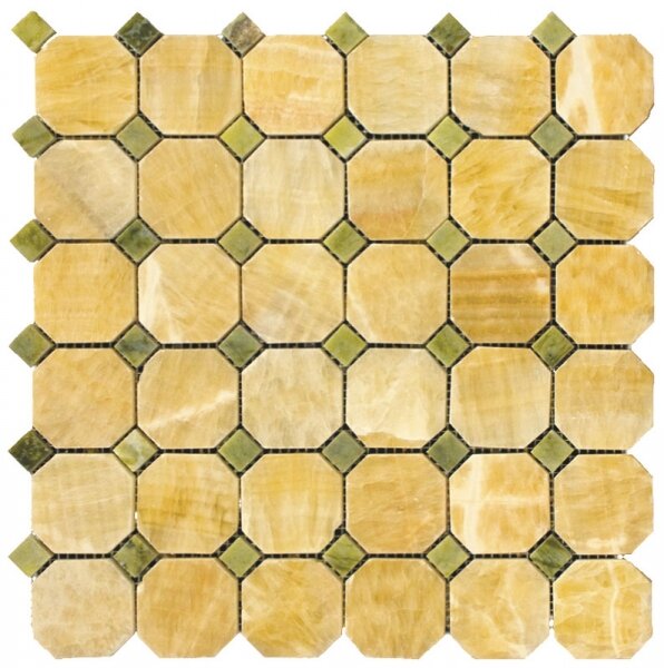 Мозаика каменная Natural 7M073+7M068-BP Octagon оникс,мрам,желтый,зеленый,глянц,30.5x30.5