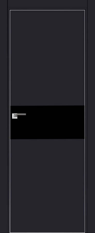Двери ProfilDoors Серия Е модель 4Е Цвет:Чёрный матовый Остекление:Чёрный лак Тип:кромка матовый алюминий с 4х сторон
