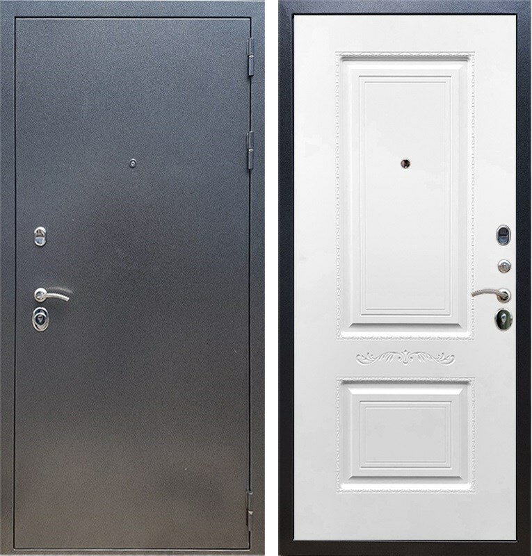 Входная стальная дверь Армада 11 Смальта 04 (Антик серебро / Белый матовый)