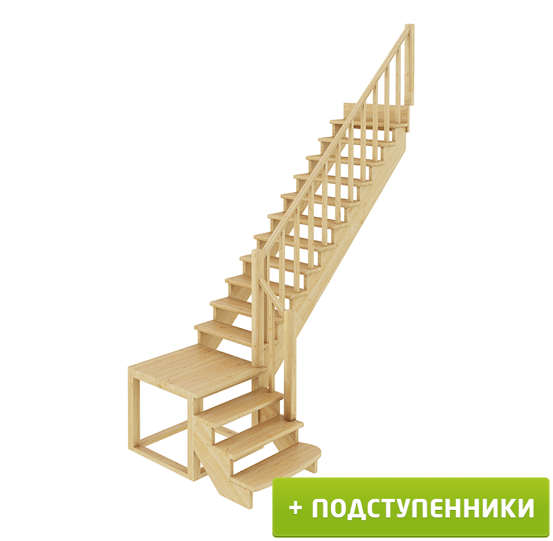 Деревянные лестницы ProfiHobby Лестница К-002м/1 П c подступенками сосна (6 уп)