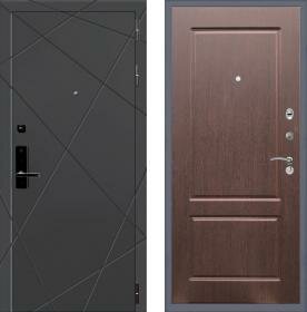 Дверь входная (стальная, металлическая) Баяр 1 ФЛ-117 quot;Орех премиумquot; с биометрическим замком (электронный, отпирание по отпечатку пальца)