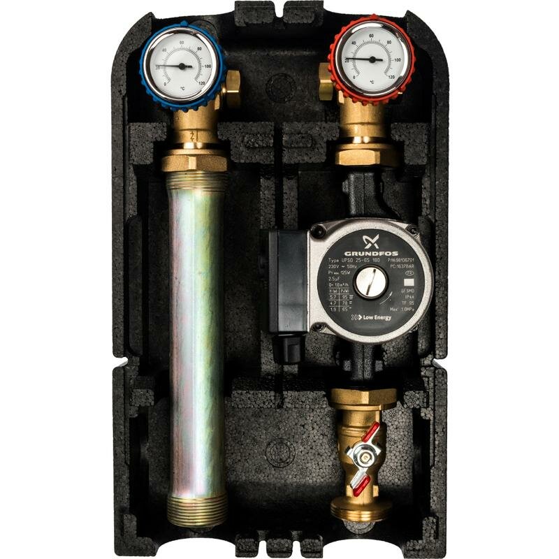 Насосная группа STOUT SDG-0001-002502 с прямым контуром 1quot; с насосом Grundfos UPSO 25-65 в теплоизоляции