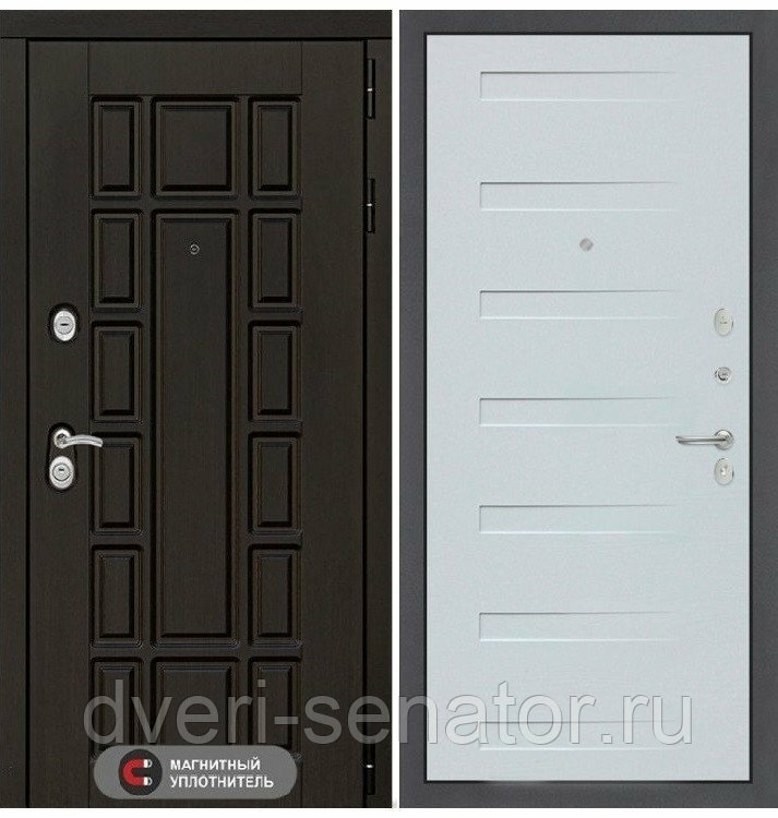 Нью-Йорк 14 - Дуб кантри белый горизонтальный входные стальные двери в квартиру
