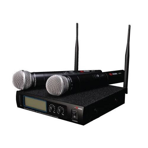 VOLTA US-2 (490.21/629.40) Микрофонная радиосистема с двумя ручными динамическими микрофонами UHF диапазона с фиксированной частотой
