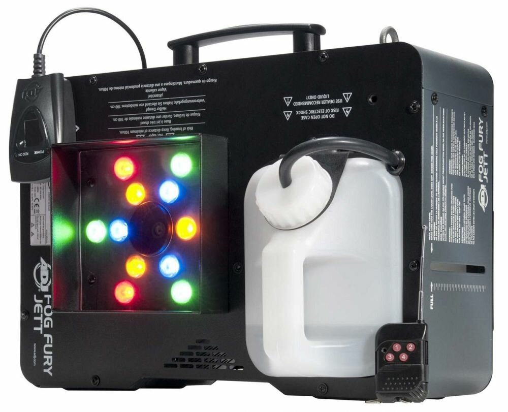 American DJ Fog Fury Jett Профессиональный вертикальный DMX-дымогенератор мощностью 650 Вт с 12 светодиодами мощностью 3 Вт - Высокопроизводительный насос для обеспечения оптимального выхода - Технология электронного термоконтроля (ETS) American DJ - Авто