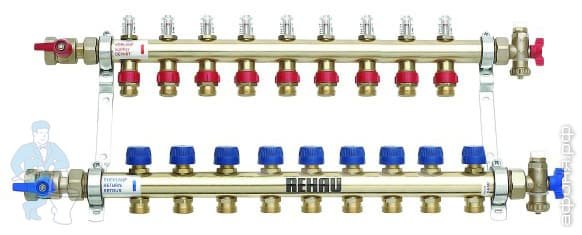 REHAU Коллекторная группа HKV-D RAUTHERM S на 9 выходов, с расходомерами, нерж.сталь