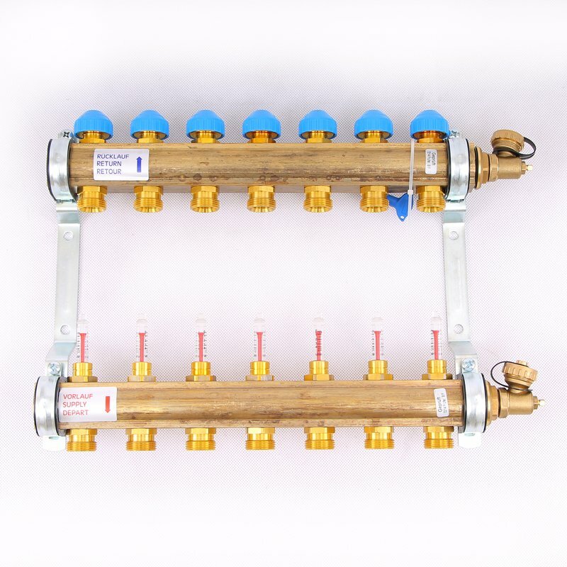 Коллектор для теплого пола WATTS HKV/T 1quot;x3/4quot; ЕК на 11 выходов с расходомером